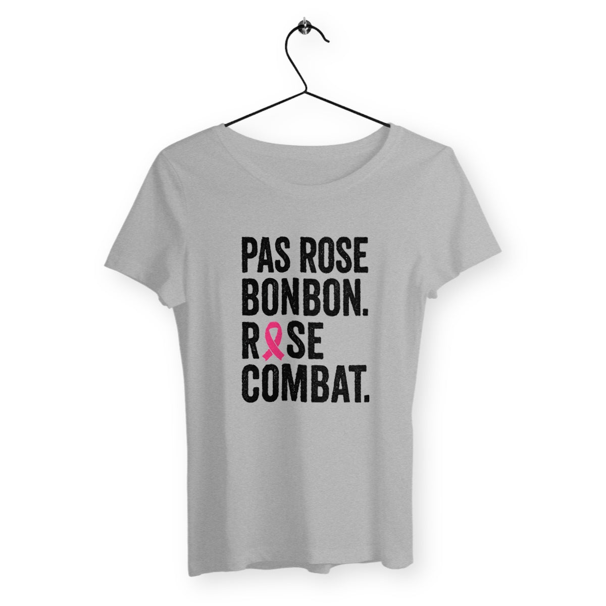 T-shirt femme Rose combat - face_gris