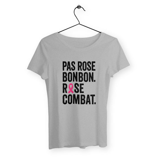 T-shirt femme Rose combat - face_gris