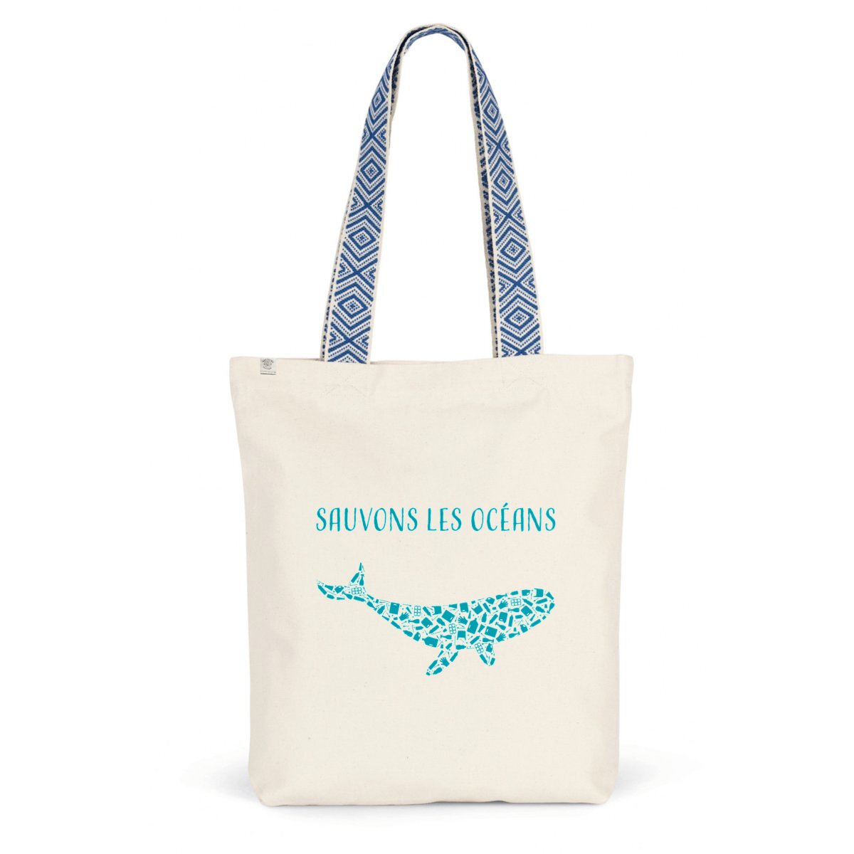 Sac coton ethnique sauvons les océans baleine