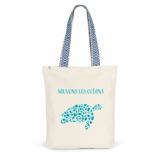 Sac coton ethnique sauvons les océans tortue
