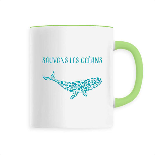 Mug céramique sauvons les océans baleine