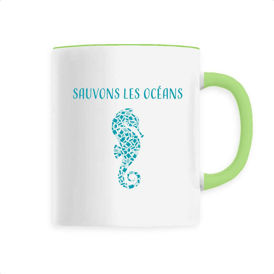 Mug céramique sauvons les océans hippocampe