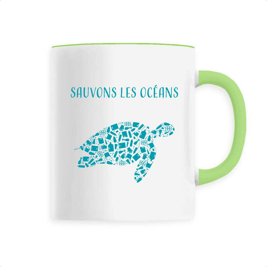 Mug céramique sauvons les océans tortue