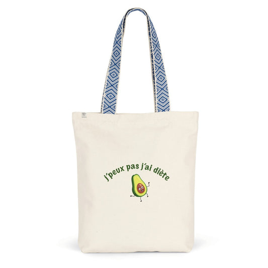 Sac coton ethnique j'peux pas j'ai diète