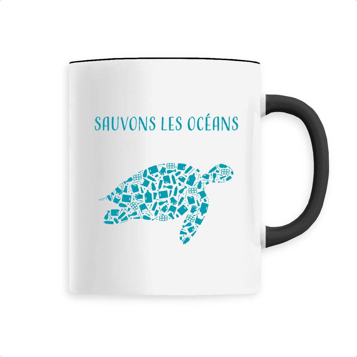 Mug céramique sauvons les océans tortue