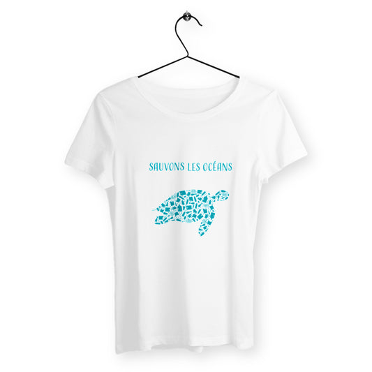 T-shirt femme sauvons les océans tortue