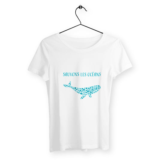T-shirt femme sauvons les océans baleine