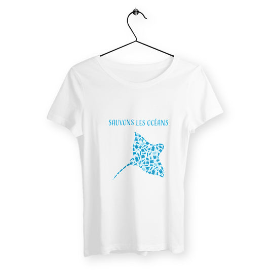 T-shirt femme sauvons les océans manta