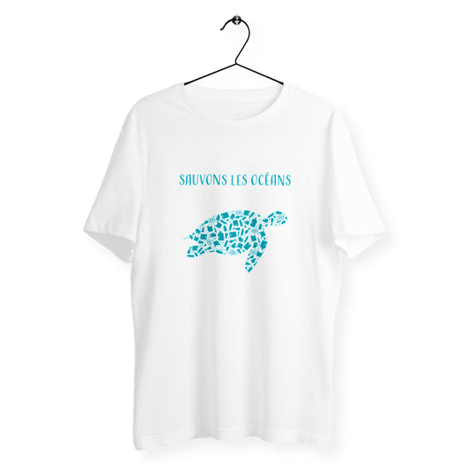 T-shirt homme sauvons les océans tortue