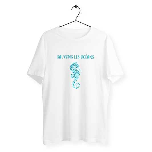 T-shirt homme sauvons les océans hippocampe