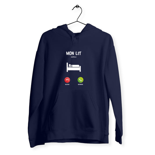 Sweat unisexe mon lit m'appelle