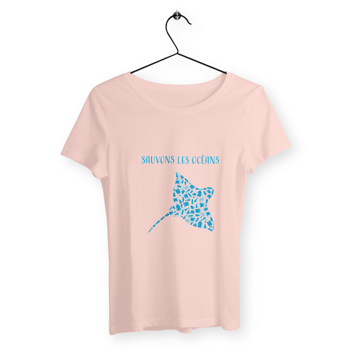 T-shirt femme sauvons les océans manta