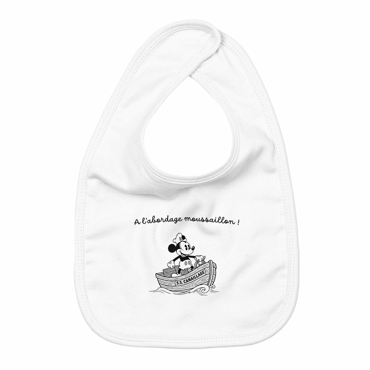 Bavoir Mickey à l'abordage moussaillon - face_blanc