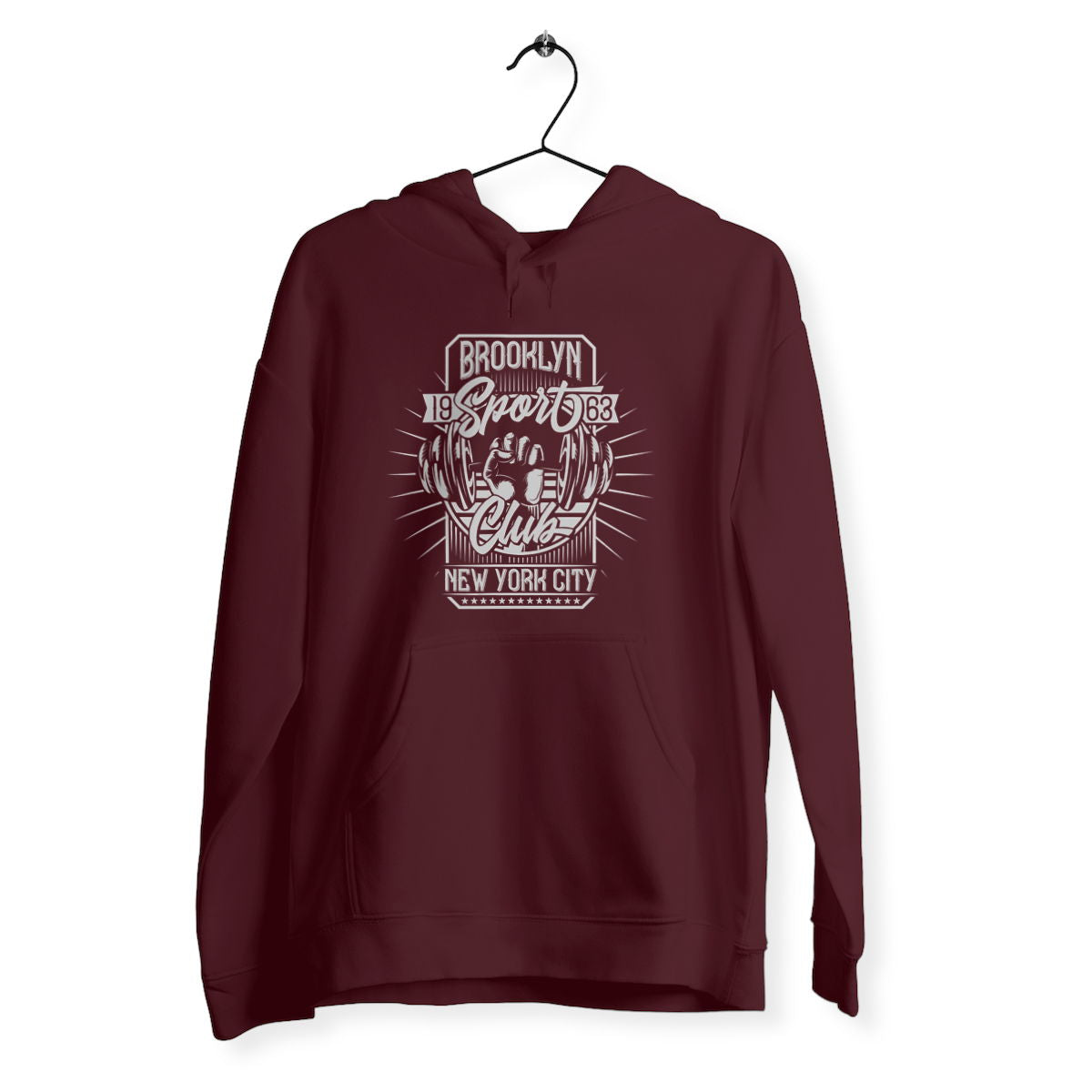 Sweat unisexe Brooklyn Club NYC - face_bordeaux