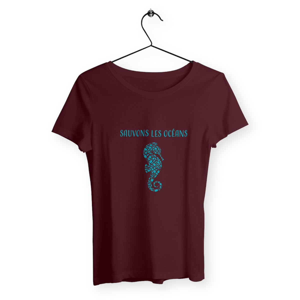 T-shirt femme sauvons les océans hippocampe