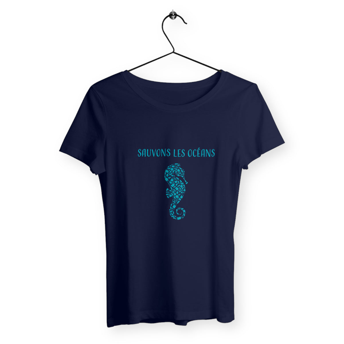 T-shirt femme sauvons les océans hippocampe