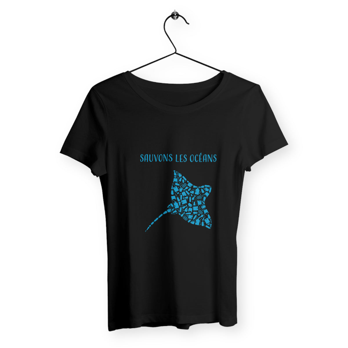T-shirt femme sauvons les océans manta